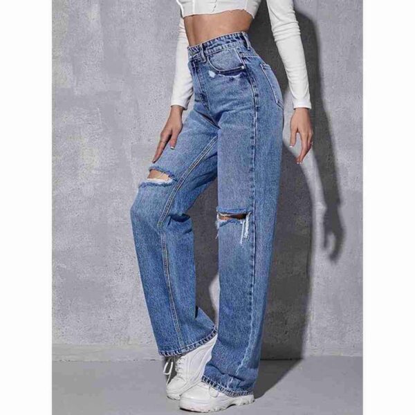 Baggy Denim Pants Wide Leg Straight Trousers - Image 3